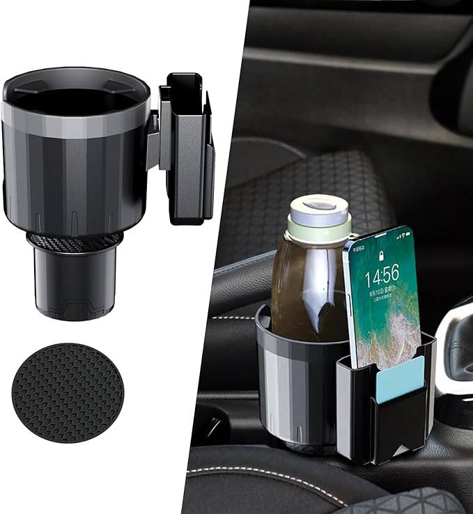 Car Cup Holder Expander, Cup Holder Insert, Cup Holder Extender Adapter for Car with Expandable Base, Interior Accessories Car Drink Holder Expander Compatible with 14-46 oz Bottles