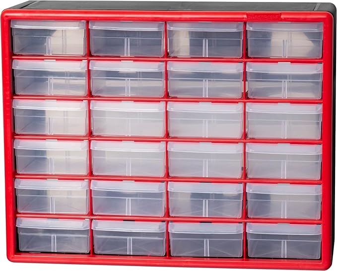 Akro-Mils 24-Drawer Plastic Drawer Storage Cabinet for Garage Organization, Bead Organizer, Building Bricks Storage, Teacher 