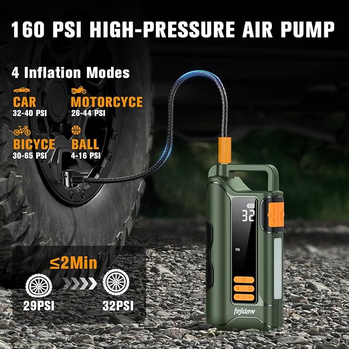 Jump Starter with Air Compressor,5000A Car Battery Jumper Starter, 16000mAh Battery Jumper Starter Portable for 10L