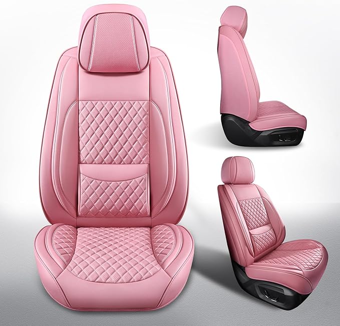 MIROZO Front Seat Covers Pink,2PCS Leather Seat Cover Full Coverage Car Seat Covers Automotive Seat Cover Protector Fit for C