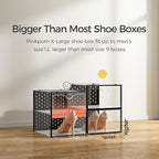 Pinkpum 18 Pack X-Large Shoe Storage Boxes Fit Size 12, Shoe Organizer for Closet Clear Plastic Stackable Shoe Dispaly Case H