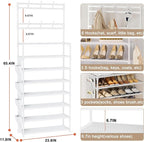 Shoe Rack 7 Tier Shoe Organizer Storage 21-28 Pairs Closet Shoes Rack for Front Door Entrance Shoe Rack Organizer with Hooks 