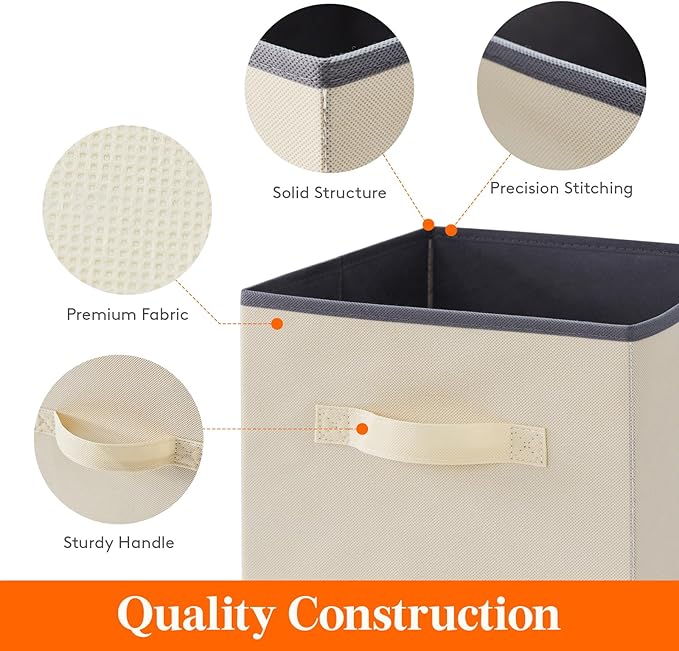 Lifewit Storage Cubes, Foldable Decorative Fabric Storage Baskets for Organizing Home Organizers with Handles for Shelves, Cl