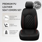 CAROMOP Luxury PU Leather Car Seat Covers Front Set - Anti-Stain Waterproof Automotive Seat Covers for Cars - Universal Car I