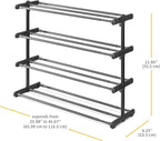 Whitmor 4 Tier Adjustable Shoe Rack - Organizer for 24 Pairs, Easy Assembly, Entryway