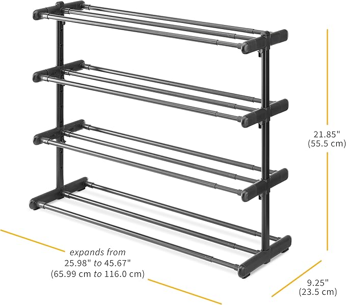 Whitmor 4 Tier Adjustable Shoe Rack - Organizer for 24 Pairs, Easy Assembly, Entryway