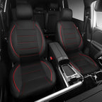 CAR PASS Air Mesh Leather Car Seat Covers Front Seats, Breathable Two Front Seat Covers for Cars, Comfortable Universal Fit for SUV Truck Sedan Automotive, Anti-Slip Airbag Compatible,Black and Red