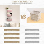 TeoKJ Over the Door Hanging Basket, 3-Tier Woven Cotton Wall-Mounted Storage Organizer Bag Decorative Hanging Nursery Baskets