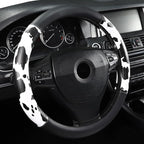 Cow Print Steering Wheel Cover, Universal 14.5-15 inch Breathable Microfiber Leather Anti-Slip Car Steering Wheel Protector f
