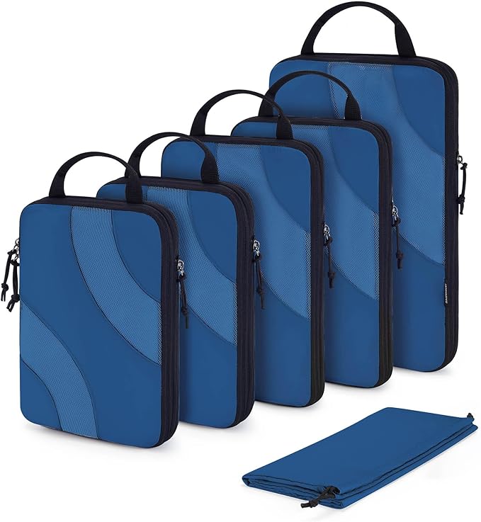 BAGSMART Compression Packing Cubes, 6 Set/4 Set/2 Set Travel Packing Cubes for Carry on Suitcases, Compression Suitcase Organ