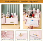 Rotating Makeup Organizer for Vanity with Brush Holder and Drawer, Cosmetic Makeup Storage, Large Spinning Makeup Skincare Or