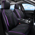 Coverado Car Seat Covers Front Seats, Nappa Leather Black&Purple Car Seat Cover, Automotive Seat Covers, Waterproof Driver Se