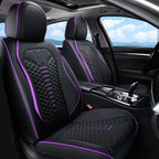 Coverado Car Seat Covers Front Seats, Nappa Leather Black&Purple Car Seat Cover, Automotive Seat Covers, Waterproof Driver Se
