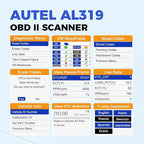 Autel Professional OBD2 Scanner AL319 Code Reader, Enhanced Check and Reset Engine Fault Code, Live Data, Freeze Frame, CAN Car