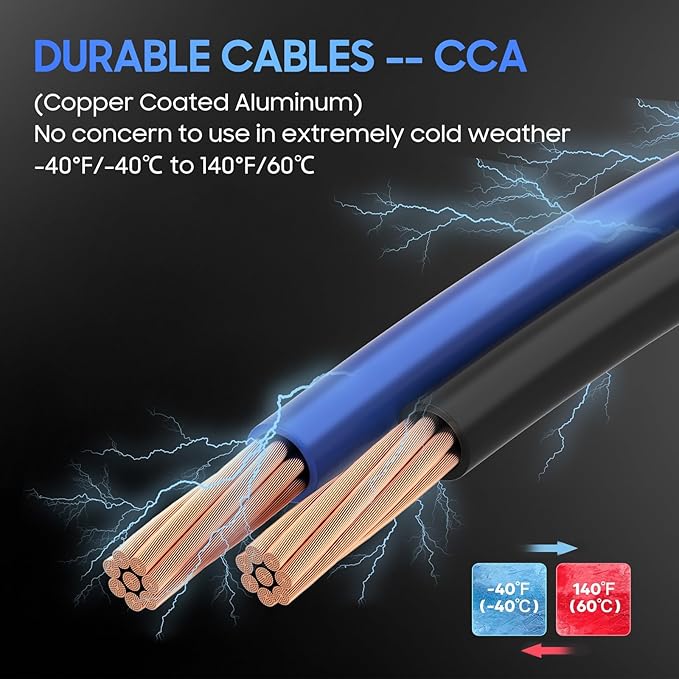 Heavy Duty Jumper Cables - 1 Gauge 30 Feet 900Amp Automotive Booster Jumper Cables with 175A Battery Quick Connect and Permanent Installation kit for Car, SUV and Trucks Battery - (SB175 Gray)