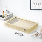 Coward Jewelry Organizer Box, Yellow Linen Blank Display Tray Case with Lid for Storage Necklaces Bracelets Rings Beads and J