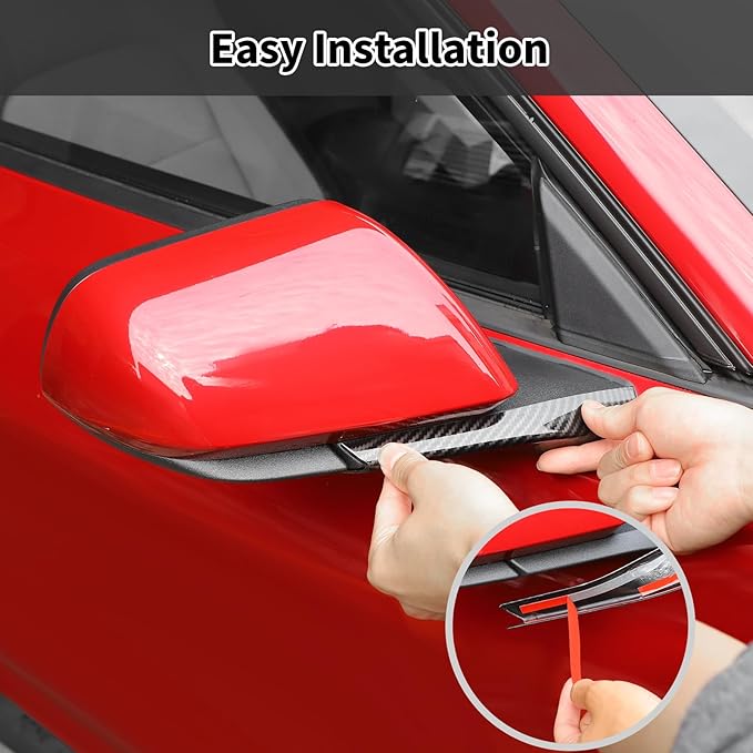 Carbon Fiber Rearview Side Mirror Decoration Trim Cover Compatible with Mustang IExterior Accessories 2024 2025(Carbon Fiber Black)