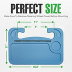 lebogner Steering Wheel Tray, Car Tray for Eating, Hook On Steering Wheel Desk for Food, Laptop and Car Accessories, Car Road Trip Must Haves Gadgets Car Table (Light Blue, with Tablet Slot)