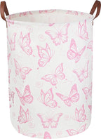 CLOCOR Pink Laundry Basket,Waterproof Nursery Hamper for Baby Girl ,Collapsible Storage Baskets for Girls Bedroom,Kids Toys S