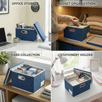 PRANDOM Storage Bins with Lids [3-Pack] Linen Fabric Foldable Storage Boxes Organizer Containers Baskets Cube with Cover for 