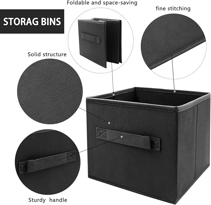 EBIGIC storage bins collapsible storage bins，cube storage organizer （Pack of 3） 10.5 * 10.5 * 11inch，For home and office Coll