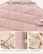 Vlando Travel Jewelry Organizer Case,Gifts for Women,Portable Jewelry Storage Book Ring Binder with Clear Zipper Velvet Pouch