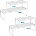 SONGMICS Spice Racks, Set of 4 Expandable Kitchen Countertop Shelves, Small Cupboard Organizers, Metal, Space-Saving Tabletop