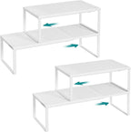 SONGMICS Spice Racks, Set of 4 Expandable Kitchen Countertop Shelves, Small Cupboard Organizers, Metal, Space-Saving Tabletop