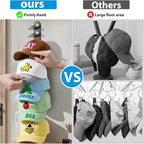 4 Pack Hat Organizer for Baseball Caps, Hat Rack for Wall Hold Up to 40 Hats, Hat Holder with Strong Adhesive and Screws,Cap 