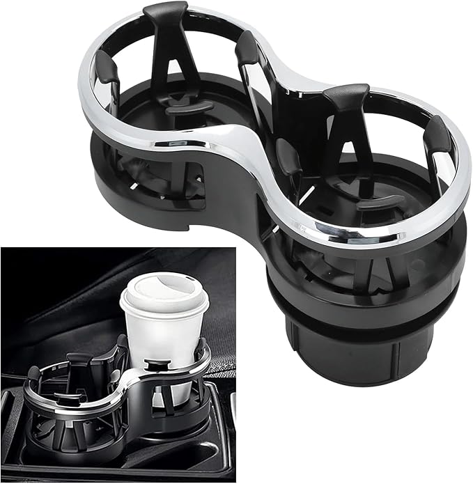 Car Cup Holder Expander 2-in-1 Drink Holder Extender Dual Cupholder Expander Organizer for 12-16oz Cups Cans Milk Ashtray