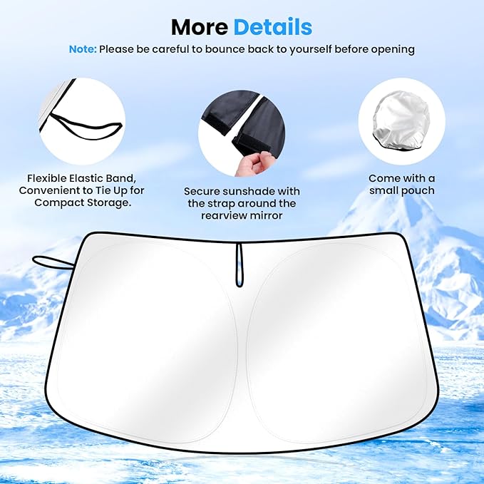 Windshield Sun Shade for 2024-2025 2026 Hyundai Santa Fe Accessories Upgraded Double-Layer Front Window Sunshade Cover Sun Visor Protector Foldable Block UV Rays Keep Vehicle Cool