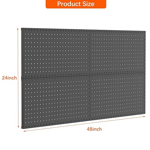 TORACK 4-Pack 12x24 inch Metal Pegboard Panels for Wall, Garage Tools Pegboard for Workbench, Modular Peg Board, Tool Organiz