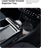2026 Tucson Center Console Organizer - 2 Pcs Double-Layer Armrest Box Organizer+Lower Center Console Tray for 2025-2026 Tucson(Limited)/Tucson Hybrid - ONLY Fit 2025-2026 Tucson with Electronic Shift