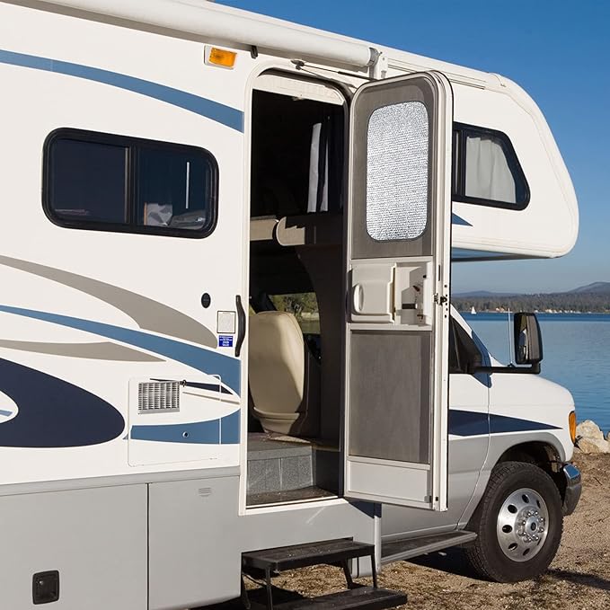 Frienda Rv Window Reflective Insulation Roll 47.2inch*15ft Double Aluminum Foil Heat Bubble Thermal Window Shade Door Cover Blackout for Garage Roof Travel Camper Skylight Shield