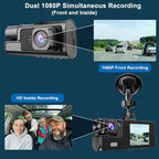 WiFi 1080P Dual Dash Camera for Car Front and Inside Dashcam Car Security Video Recorder,170°Wide Angle Vehicle Cam,WDR,G-Sen