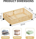 Bamboo Under Bed Storage with Wheels,Rolling Underbed Shoe Organizer Box for Shoes,Blankets,Toys,Clothes Container Space-Savi