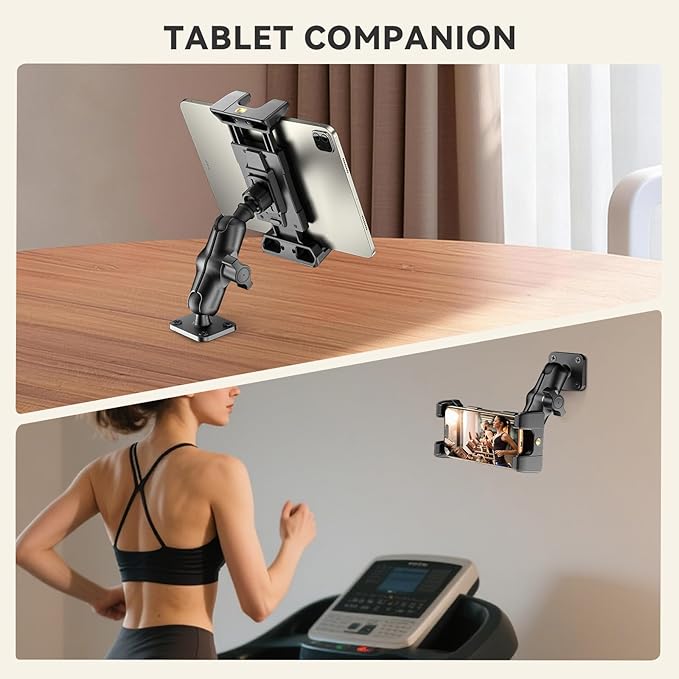 OHLPRO 4" Aluminum Arm Tablet Mount for Truck - Heavy Duty Drill Base Car Tablet Holder Compatible with iPad Samsung Tab 5"-13" Tablets and Phones, for Dashboard/Wall/Business/Desktop, etc.