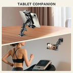 OHLPRO 4" Aluminum Arm Tablet Mount for Truck - Heavy Duty Drill Base Car Tablet Holder Compatible with iPad Samsung Tab 5"-13" Tablets and Phones, for Dashboard/Wall/Business/Desktop, etc.