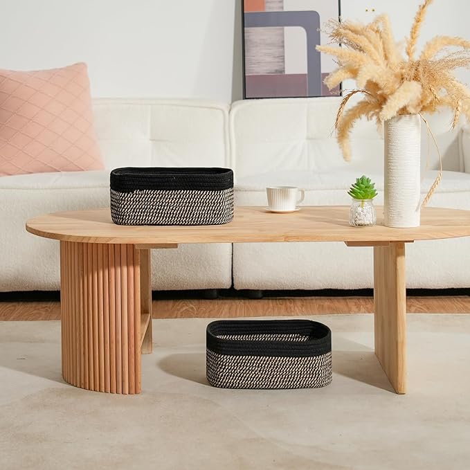 3-Pack Shelf Baskets for Organizing, Closet Organizer Bins, Small Woven Baskets, Rope Toy Basket, Storage Basket for Shelves,