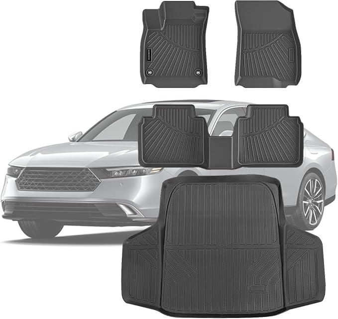 TPE Floor Mats for 2023-2026 Honda Accord (Include Hybrid) All Weather Car Floor Liners Fit Honda Accord Accessories Black