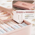 2 Pack Drawer Organizer Dividers with Lid, 17 Cell Underwear Organizer for Closet Organizers and Storage Boxes, Foldable Ward