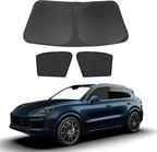 3PCS Car Window Shades Front Windshield Sun Shade Foldable Window Shade Custom Fit for 2019-2025 Porsche Cayenne Accessories Car Shades for Front Windows Anti-UV Rays Block Heat