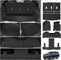 Powerty Floor Mats for 2021-2025 2026 Chevrolet Chevy Tahoe/GMC Yukon 7 Passenger Car Mats, All Weather TPE Custom Cargo Liner Seat Back Covers Protectors Full Set Car Accessories (Not for Yukon XL)
