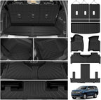 Powerty Floor Mats for 2021-2025 2026 Chevrolet Chevy Tahoe/GMC Yukon 7 Passenger Car Mats, All Weather TPE Custom Cargo Liner Seat Back Covers Protectors Full Set Car Accessories (Not for Yukon XL)