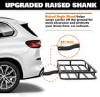 WEIZE Hitch Mount Cargo Carrier Basket 53" X 19" + Waterproof Cargo Bag, Hauling Weight Capacity of 500 Lbs fit on 2 Inch Receiver, with Hitch Stabilizer, Net and Straps