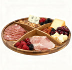 Utoplike Large Acacia Lazy Susan for Table Top, Rotating Round Serving Tray, 17.7'' Wood Charcuterie Board with Raised Edge a