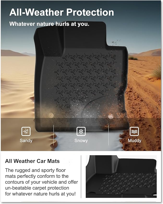 KIWI MASTER Floor Mats for 2021-2026 Ford Bronco Sport, OEM Replacement MP1Z-7813300-AA, Custom Fit All Weather Car Mats, Heavy Duty TPE Floor Liners, Front & Rear 2 Row, Black