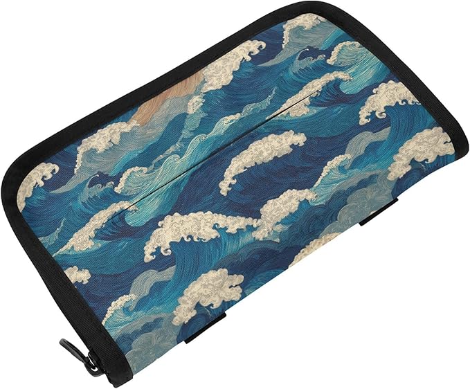 Car Tissue Holder Car Visor Organizer Tissue Box Holder for Car Sun Visor Organizer with Car Vehicle Accessories Essentials Interior for Women Men Blue Waves Foam Ripple