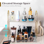 Aveniee Bathroom Counter Organizer, 2 Tier Perfume Skin Care Countertop Storage Shelf, Vanity Makeup Tray for Cosmetic Skinca