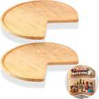 Leinuosen 2 Pcs 24in/28in Banded Pine Wood Full Kidney Shaped Lazy Susan for Corner Base Cabinets with Iron Swivel Bearing fo